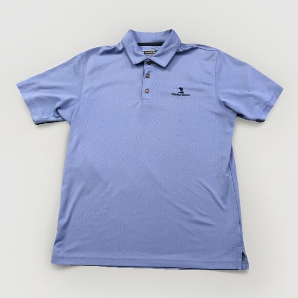 Pebble Beach Blue Golf Polo Shirt Men's Size Large Dry Luxe Performance - Picture 2 of 7